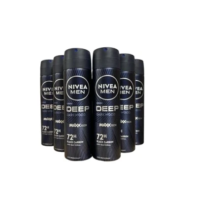 Abbildung von 6er Pack Nivea Men Deospray Deep Black Carbon Dark Wood Antitranspirant 150ml