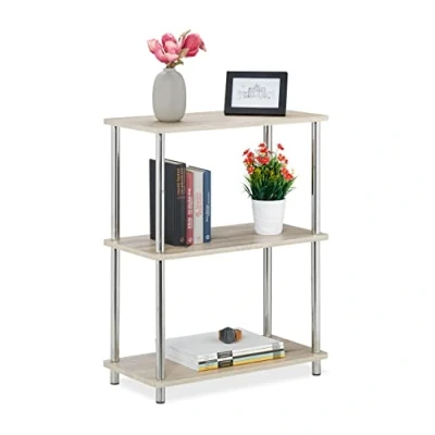 Abbildung von Relaxdays 3 Ebenen Regal, niedriges Küchenregal, multifunktional, offen, MDF/Metall, Standregal HBT: 76x60x30 cm, natur