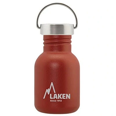 Abbildung von Laken Basic Edelstahlflasche, Trinkflasche Weite Öffnung mit Edelstah Schraubverschluss, BPA frei 0,35L, Rot