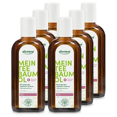 Abbildung von alkmene Mein Teebaumöl Kopfhaut Tonikum 6x 250 ml Juckreiz Linderung 100% bestätigt naturreines Teebaumöl, vegan &amp; klimaneutral beruhigendes Haarwasser bei trockener juckender