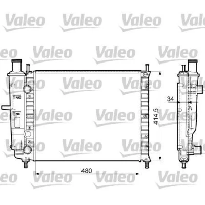 Abbildung von VALEO 732788 Kühler, Motorkühlung Aluminium 480 415 34 Kühlrippen mechanisch gefügt FIAT: Brava Schrägheck, BRAVO 1