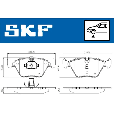 Abbildung von SKF VKBP 80311 Bremsbelagsatz für Verschleißwarnanzeiger vorbereitet BMW: 3 Limousine