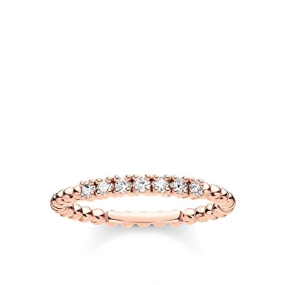 Abbildung von THOMAS SABO Ring Kugeln mit weißen Steinen roségold vergoldetes Silber TR2323 416 14 48