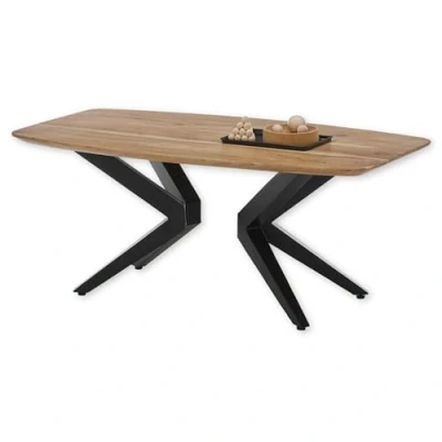 Abbildung von Stella Trading Bill Couchtisch Massivholz Akazie Moderner Wohnzimmertisch mit schwarzem Metallgestell 110 x 45 60 cm (B/H/T)