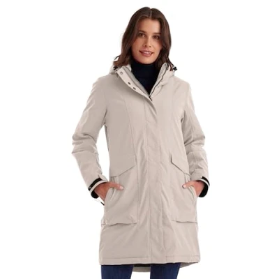 Abbildung von killtec Damen Parka/Mantel wasserdicht mit abzippbarer Kapuze Funktionsparka, hellsand, 42, 43284 000