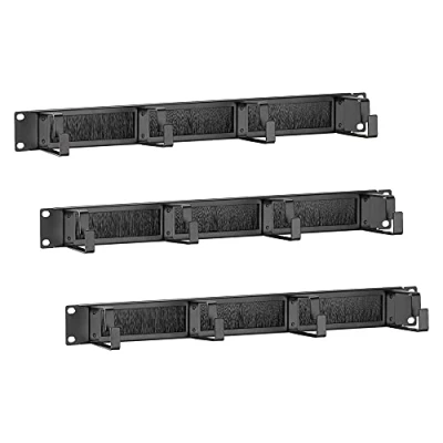 Abbildung von kwmobile 3x 19 Zoll Rack Kabelmanager mit 4 Metallringen und Bürsten Kabelöffnung Serverschrank Netzwerkschrank Kabelmanagement Kabelführung