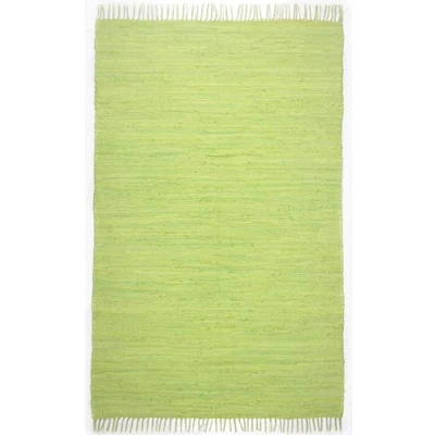 Abbildung von Theko Dhurry Teppich aus 100% Baumwolle Flachgewebe Happy Cotton handgewebt Farbe: Grün 90x160 cm