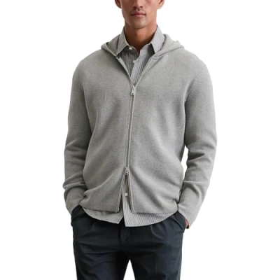 Abbildung von Marc O&#039;Polo Zipped Jacket WITH HOOD Strickjacke, Herren, Größe: Small, Grey melange
