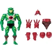 Abbildung von Masters of The Universe Origins &amp; Thundercats Actionfigur Battle Cat Man, bewegliches 1980er Crossover Spielzeug, ca. 14 cm groß, mit Kampfkrallen und Mini Comic, JFW95