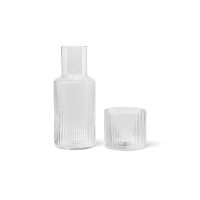 Abbildung von ferm LIVING Karaffen Set Ripple Small, klar, Glas, 2 teilig
