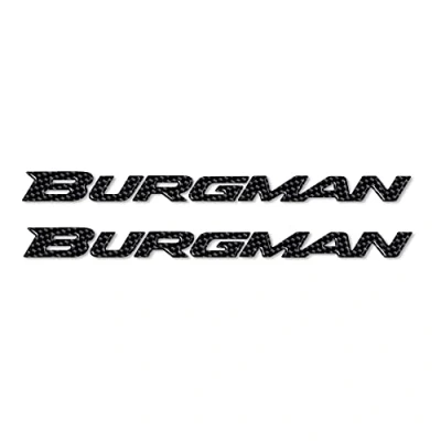 Abbildung von labelbike 2 Aufkleber aus 3D Harz mit der Aufschrift Burgman 250 400 650 für Suzuki Scooter Carbon Farbe
