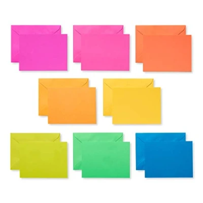 Abbildung von American Greetings Blanko Karten mit Umschlägen, Neon Regenbogenfarben, 100 Stück