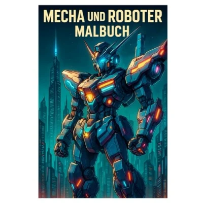 Abbildung von Mecha und Roboter Malbuch: 50 futuristische Illustrationen von Maschinen Technologie: Für Kinder Erwachsene zum Ausmalen Fantasieren