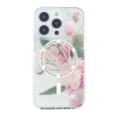 Abbildung von Ted Baker Flower Placement Antishock Hülle Kompatibel mit iPhone 15 Pro Max Magsafe Clear Cream