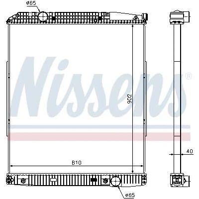 Abbildung von NISSENS 626530 Kühler, Motorkühlung Aluminium 902 810 40 ohne Rahmen Kühlrippen gelötet MERCEDES BENZ: ACTROS MP2 / MP3