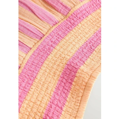 Abbildung von Next Regular FIT SOFT Elasticated Waist Faltenrock, Damen, Größe: 36, Coral pink orange stripe