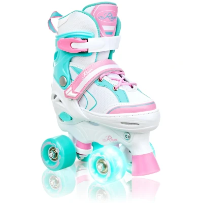 Abbildung von Verstellbare Rollschuhe leuchtende LED Räder Lia Weiß/Mint/Rosa
