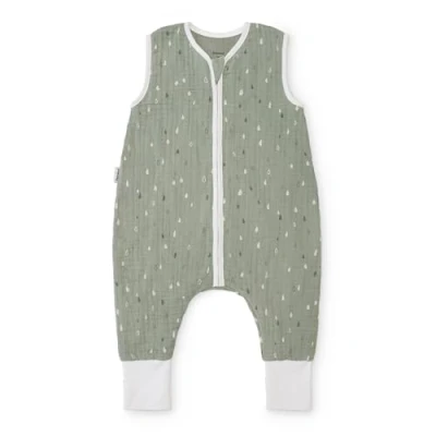 Abbildung von Ehrenkind® Baby Sommerschlafsack mit Füßen Musselin 0.5 TOG aus weicher OEKO TEX zertifizierter Bio Baumwolle Sommer Schlafsack Gr. 100 Farbe Jade Tropfen