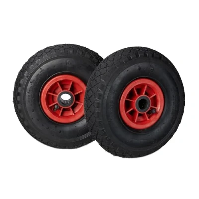 Abbildung von relaxdays Sackkarren Rad 2er Sackkarrenrad 3.00 4 luftbereift, Schwarz Rot