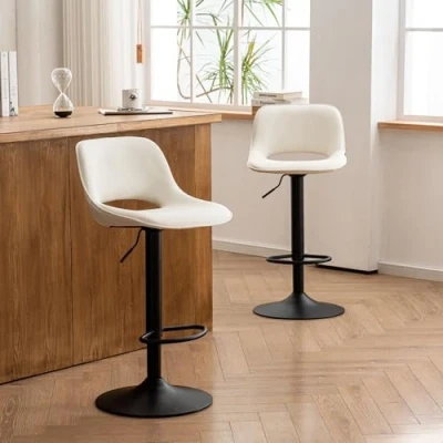 Abbildung von YOUNIKE Barhocker 2er Set, Barstühle Bar Stool Höhenverstellbar Drehstuhl, Küchenstühle Tresenstuhl mit Hohler Rückenlehne, Hohe für Bartheke Küche, Weiß