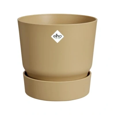 Abbildung von elho Greenville Rund 18 Blumentopf für Innen und Außen Selbstbewässerungstopf 100% Recyceltem Plastik Ø 18.3 x H 17.4 cm Beige/Goldener Sand