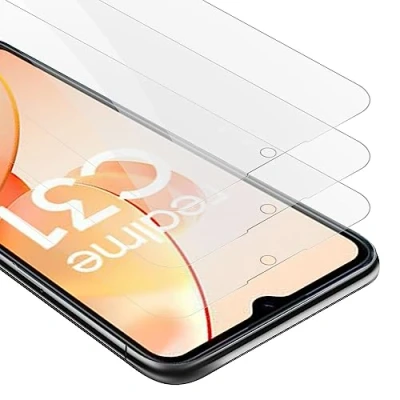 Abbildung von Cadorabo 3x Panzer Schutz Glas für Realme C31 3 Stück Schutzfolie in Ultra Klar Hüllen freundlich Gehärtetes (Tempered) Dipslayschutz Folie 9H Härte Anti Kratzer