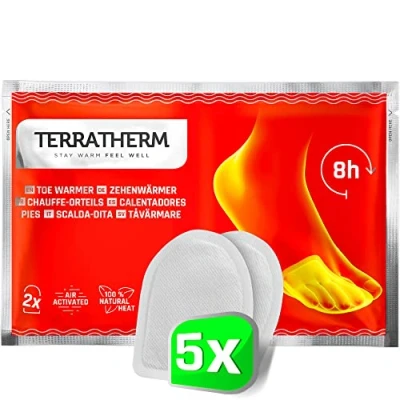 Abbildung von TerraTherm Fußwärmer Pads, Zehenwärmer selbstklebend für 8h warme Füße, Wärmepads Füße passen alle Schuhe extra dünn und angenehm weich, 5 Paar