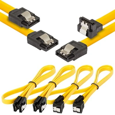 Abbildung von POPPSTAR 4x SATA Kabel SSD/HDD (0,5m SSD Datenkabel/SATA 3 SSD, 2x gerade Stecker auf gewinkelt) bis zu 6 Gbit/s, gelb
