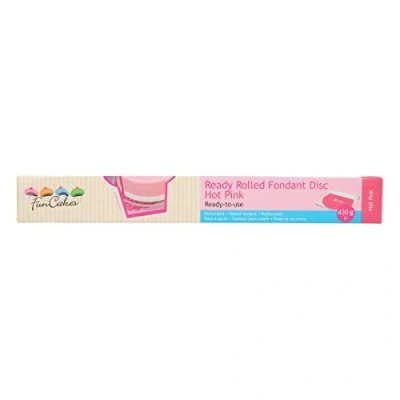 Abbildung von FunCakes Ready Rolled Fondant Disc Hot Pinko Vanillegeschmack, Bereits Ausgerollt, Sehr Einfach, Perfekt zum Dekorieren von Torten, Halal, Koscher und Glutenfrei. 36cm Durchmesser, 3mm, 430g.