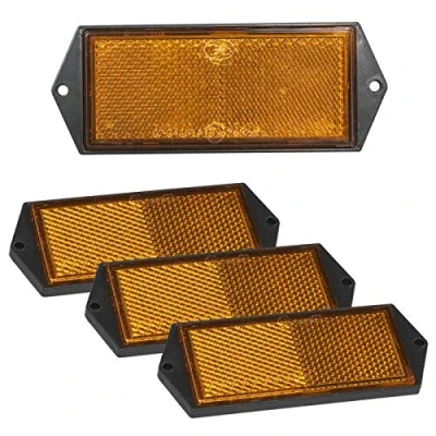 Abbildung von 4 x Reflektor orange 104x40mm Anhänger Rückstrahler PKW Seitenstrahler gelb LKW