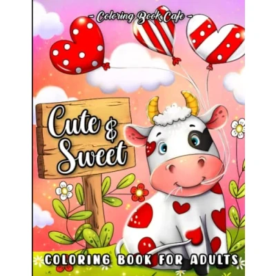 Abbildung von Cute and Sweet: A Valentine&#039;s Day Coloring Book for Adults Featuring Romantic Hearts, Adorable Animals. Beautiful Flowers Sweet Love Phrases