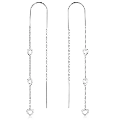 Abbildung von Materia Paar Ohrhänger Damen Silber Durchzieher Herzen lang SO 233, 925 Sterling Silber, rhodiniert