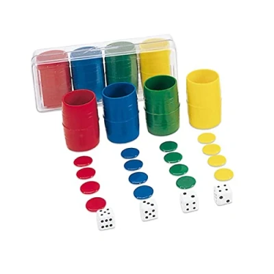 Abbildung von Cayro Parcheesi Zubehör ab 5 Jahren Kunststoffbox Brettspiele für Kinder und Erwachsene 4 Becher, 24 Chips 6 Würfel 2 bis Spieler