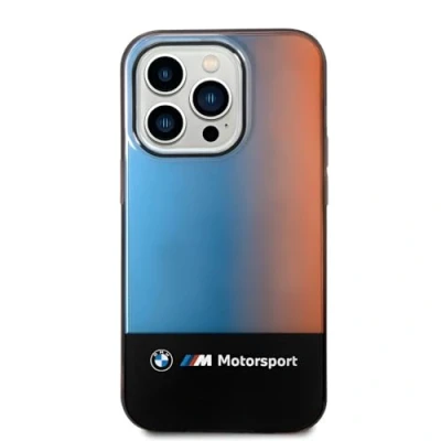 Abbildung von CG MOBILE BMW Handyhülle für iPhone 14 Pro in Schwarz IML Mid Fading Tricolor, kratzfestes PC/TPU, bequeme und langlebige Hartschale mit zugänglichen Anschlüssen, Stoßdämpfung Signatur Logo