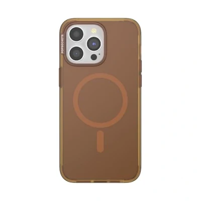 Abbildung von PopSockets iPhone 15 Pro Max Hülle mit Handygriff und Slide kompatibel MagSafe, Handyhülle für Max, kabellos aufladbar Amber