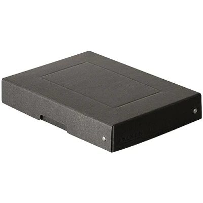 Abbildung von Original Falken PureBox Black. Made in Germany. 40 mm hoch DIN A5. Aufbewahrungsbox mit Deckel aus stabilem Recycling Karton Blauer Engel Vegan Geschenkbox Transportbox Schachtel Allzweckbox