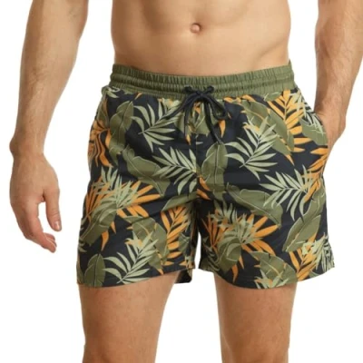 Abbildung von RIPT Herren Essentials Quick Dry UV 50 Sonnenschutz Badeshorts Badehose, Marineblau/Grün Dschungel Print, XL