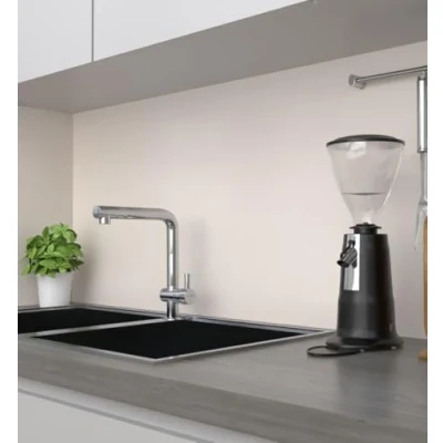 Abbildung von MyMaxxi Küchenrückwand Folie selbstklebend matt einfache Montage ohne Bohren 0,4mm stark Versteift Motiv Farbe Meersand unifarben 60cm hoch Spritzschutz Küche Klebefolie ? beige 400 x