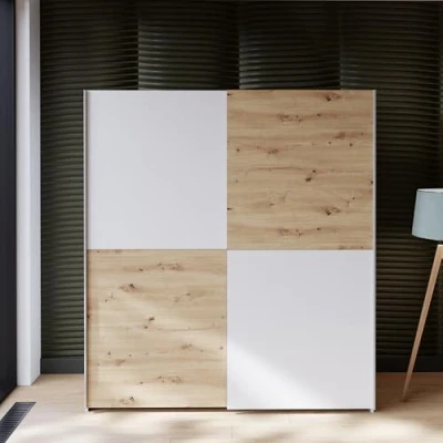 Abbildung von Schwebetürenschrank weiß Artisan Eiche 170 cm CULGOA