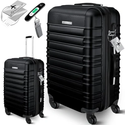 Abbildung von KESSER® Reisekoffer Großer Hartschalen Koffer Inkl. Kofferwaage + Gepäckanhänger Trolley Gepäck Rollkoffer Zahlenschloss 4 Rollen ABS Teleskopgriff (75x50x32cm / 120 Liter Schwarz)