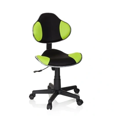 Abbildung von hjh OFFICE 634130 Kinder Schreibtischstuhl KIDDY GTI 2 Stoff Schwarz/Grün ergonomischer Jugenddrehstuhl, höhenverstellbar