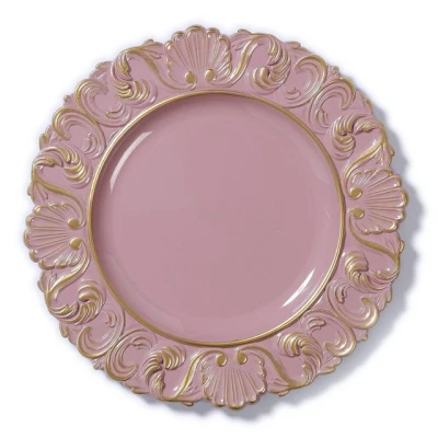 Abbildung von Inge glas ekoteller Kunststoff 35cm x 1 Stück Barock Ornament Weihnachtsteller rosa