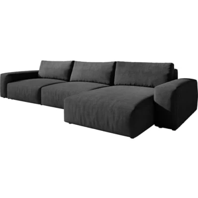 Abbildung von Ecksofa Lanzo XL 380x180 cm Mikrofaser Schwarz Recamiere variabel
