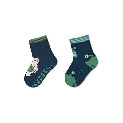 Abbildung von Sterntaler Baby Jungen Fliesen Socken ABS Söckchen Doppelpack Monster &amp; Yeti Strümpfe Rutsch mit Motiv marine, 17/18