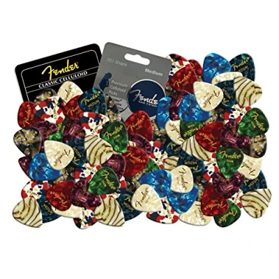 Abbildung von Fender Celluloid Guitar Picks Plektron 12 X Random Mixed Pearl Colours THIN