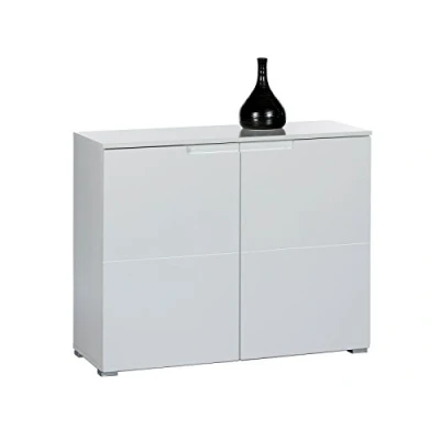 Abbildung von möbelando Kommode Anrichte Standschrank Highboard Sideboard Schrank Flur Suzette VI Weiß/Weiß Hochglanz