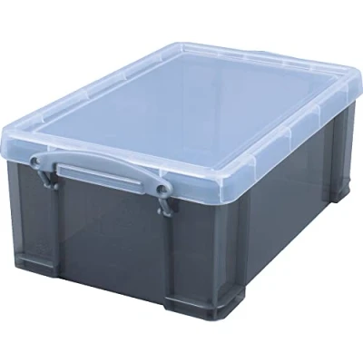 Abbildung von Really Useful, Kunststoffbox / Aufbewahrungsbox mit Deckel und Griffen, 9 L anthrazit