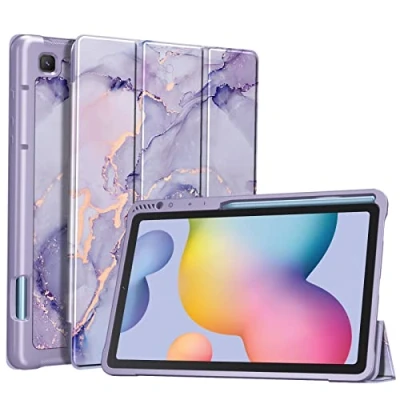 Abbildung von FINTIE Schlanke Hülle für Samsung Galaxy Tab S6 Lite 10,4 Zoll 2022/2020 Modell (SM P610/P613/P615/P619) mit eingebautem S Stifthalter, weiche TPU Smart Ständer, Rückabdeckung, automatische