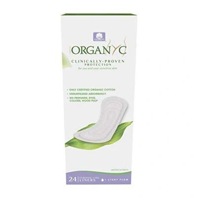 Abbildung von ORGANYC Hypoallergenic 100% Organic Cotton Panty Liners, flat, 24 count Boxes (Pack of 2)