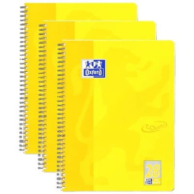 Abbildung von Oxford TOUCH A4+ Collegeblock, 80 Blatt, OPTIK PAPER+®, Doppelspirale, Mikroperforation, scribzee kompatibel (sonnengelb kariert)